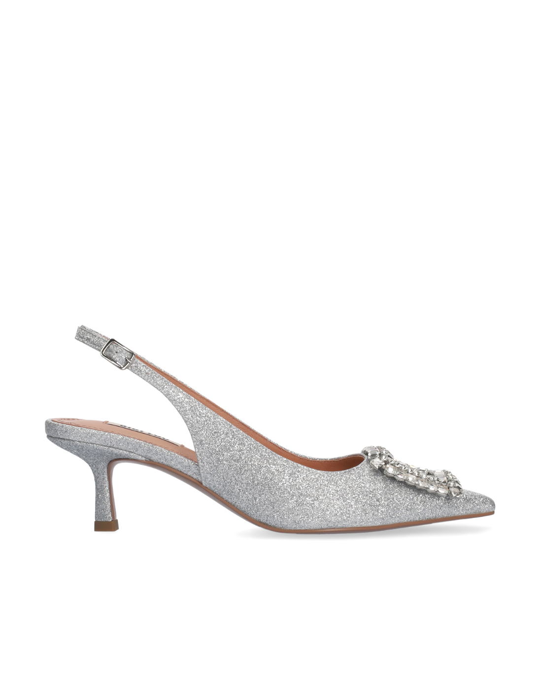 Silver Glitter Sling Back