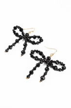 Load image into Gallery viewer, Bow Beaded Earrings Silver/Black
